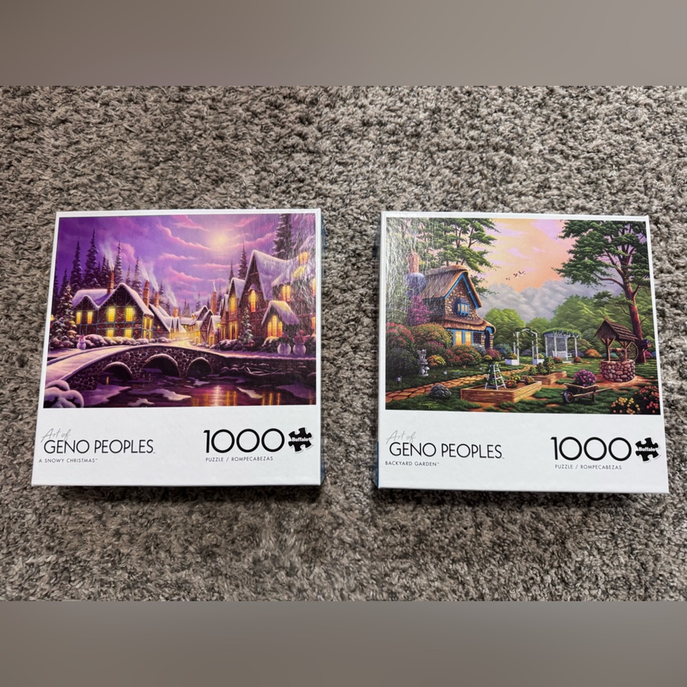 Geno Peoples 1000-Piece Puzzle Set - Winter and Garden Scenes